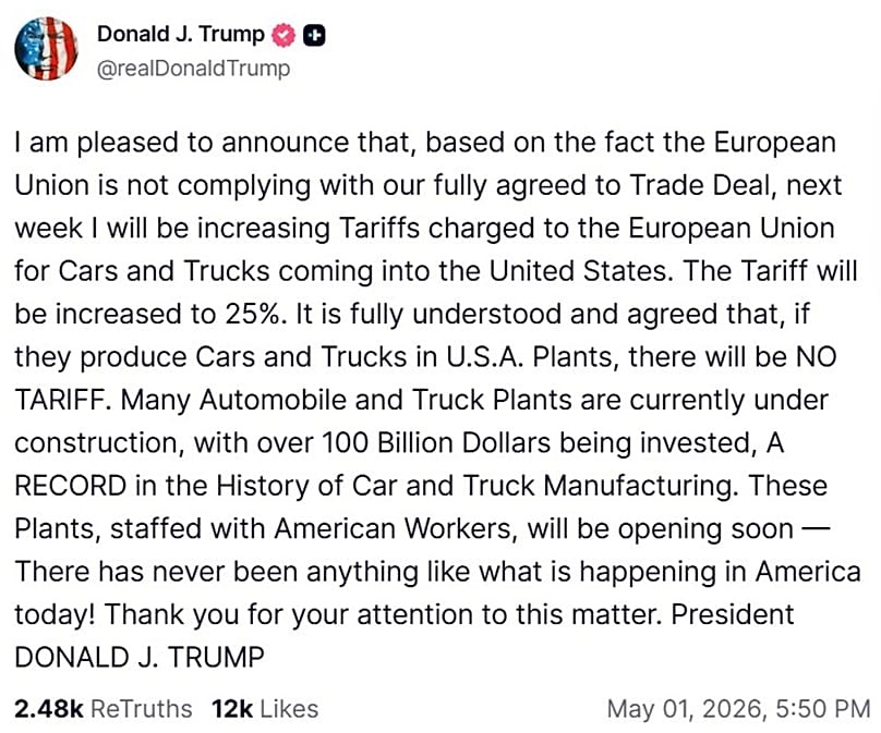 car tariffs 2026 trump