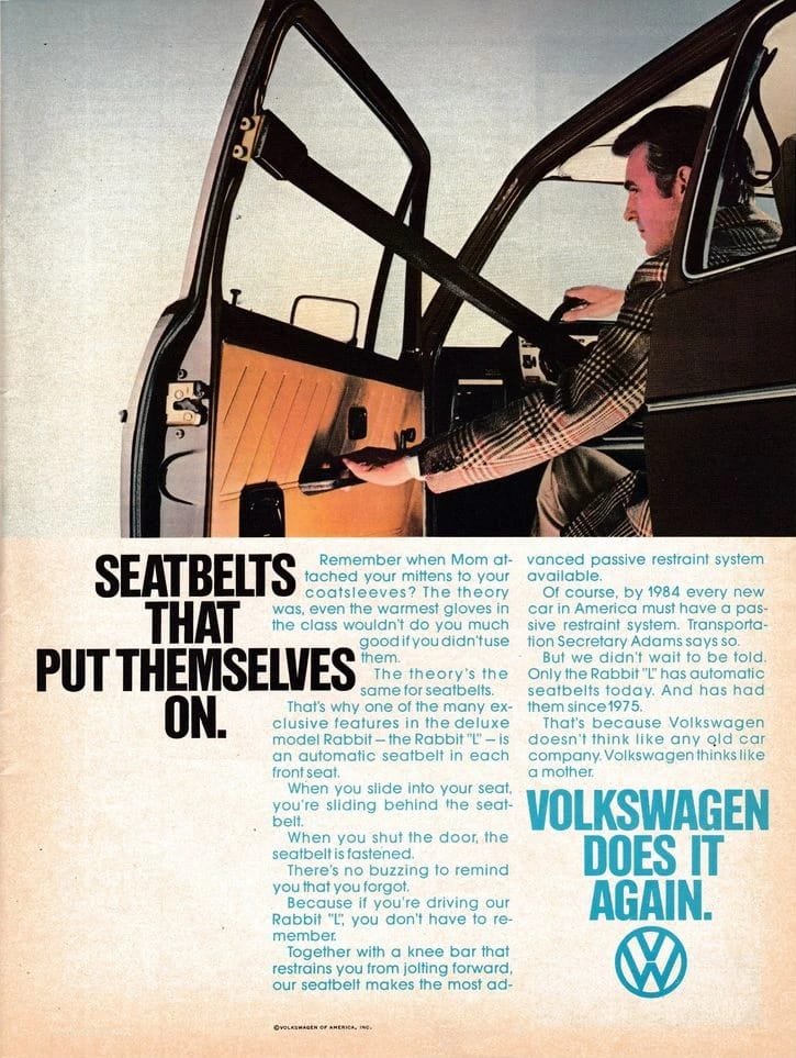 why did cars have automatic seat belts